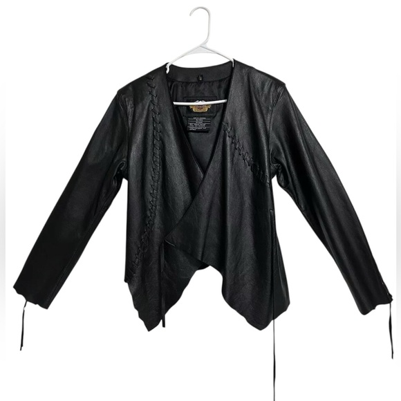 NWT Women’s Rare Vintage Y2K Harley Davidson Asymmetric Black Leather Jacket XL - Picture 11 of 15
